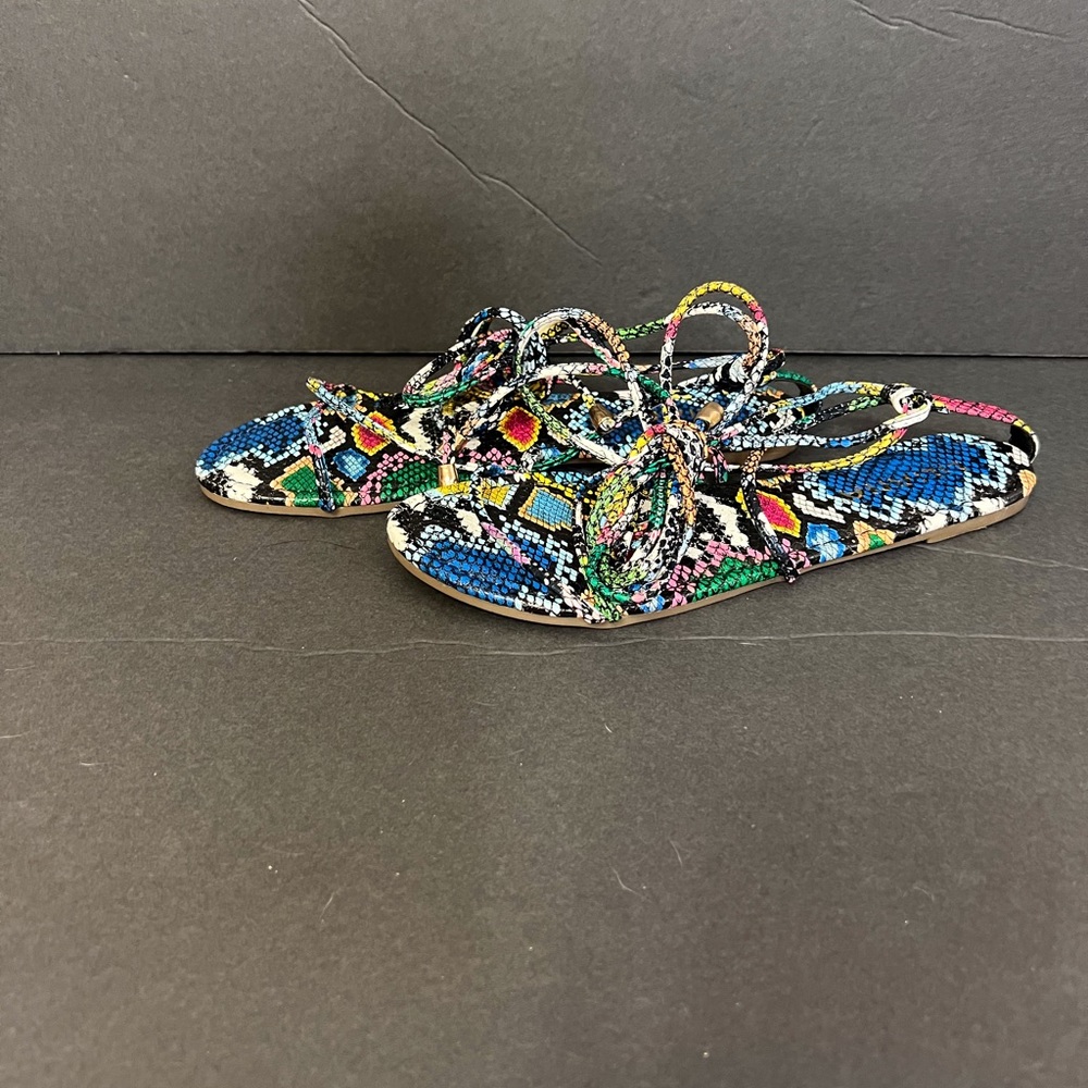 Liliana Colorful Snake Skin Pattern Strappy Sandals Size 8 - Picture 2 of 8